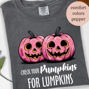 Check Your Pumpkins Shirt, Breast Cancer Tee, Pink Pumpkin Shirt, Halloween Cancer Shirt