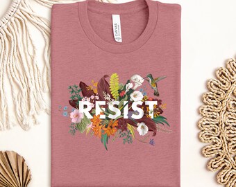 Resist Protest Activism Shirt, Rebel Social Justice Shirt, Democrat Protesters Racerback, Freedom Liberal Crop Baby Tee, Gift for Feminist