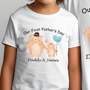 Our First Father&#39;s Day Bear Shirt, First Fathers Day Baby Shirt| Baby and Daddy Couple Shirt, Our First Father&#39;s Day Together Baby Bodysuit