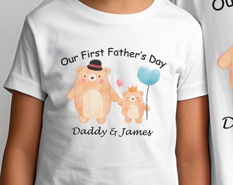 Our First Father's Day Bear Shirt, First Fathers Day Baby Shirt| Baby and Daddy Couple Shirt, Our First Father's Day Together Baby Bodysuit
