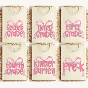 Back to School Grade Pink Girl Shirt, Cute Colorful Student Shirt, Kindergarten to Fifth Grade Outfit, First Day School Gift, Teacher Gifts