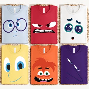 Emotions Face Matching Couple Shirt, Inside Out Characters Costume, Party Group Matching, Inside Out  Family Party, Halloween Costume Shirt