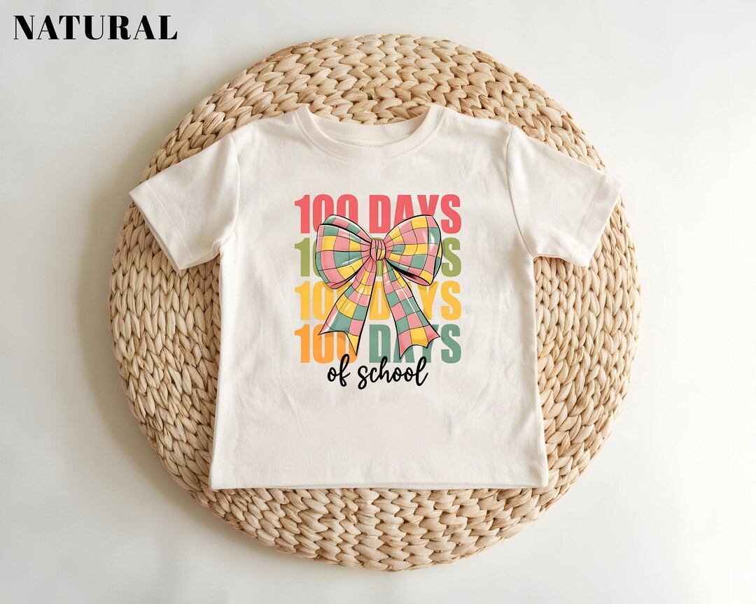 Kids 100 Days of School Shirt With Bow, Cute Toddler School Tee, 100th ...