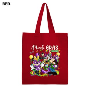 Disney Mickey Minnie Mouse Mardi Gras Tote Bag, Purple Canvas Bag, New Orleans Carnival Reusable Shopping Bag Festival Gift Bild 6