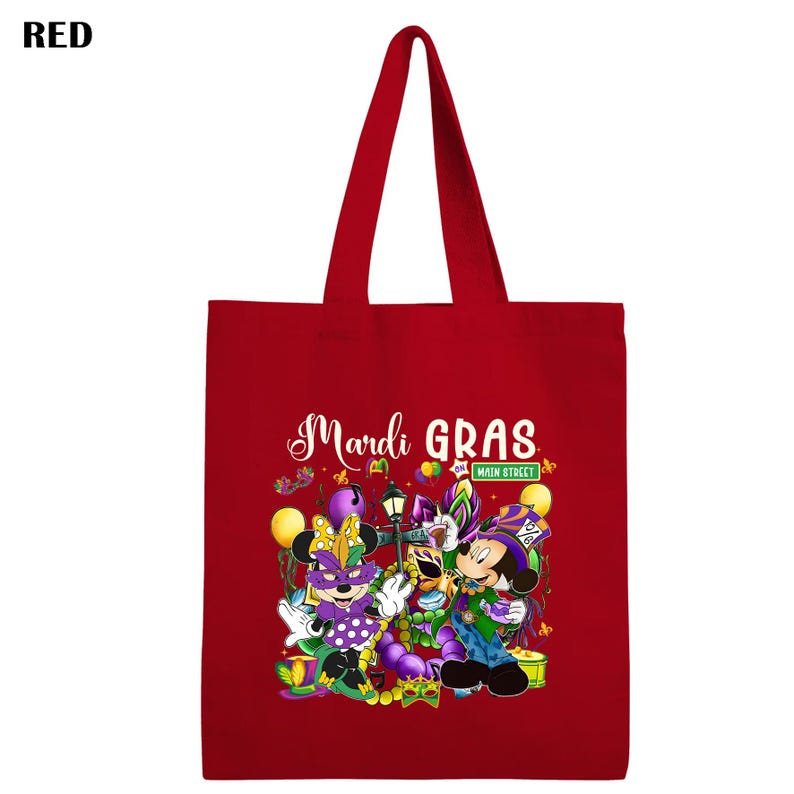 Disney Mickey Minnie Mouse Mardi Gras Tote Bag, Purple Canvas Bag, New Orleans Carnival Reusable Shopping Bag Festival Gift Bild 6