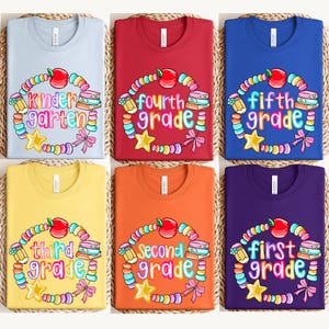 Back to School Grade Shirt, Cute Colorful Student T-Shirt, Kindergarten to Fifth Grade Outfit, First Day School Gift