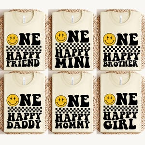 One Happy Dude Birthday Outfit, Custom Birthday Shirt, Retro Smiley Face Party Tee, Birthday Shirt, Cute Birthday Boy Baby Shirt
