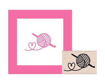 Handmade with Love Crochet Label Stamp Large 3x3 Personalized Crochet Rubber Stamp