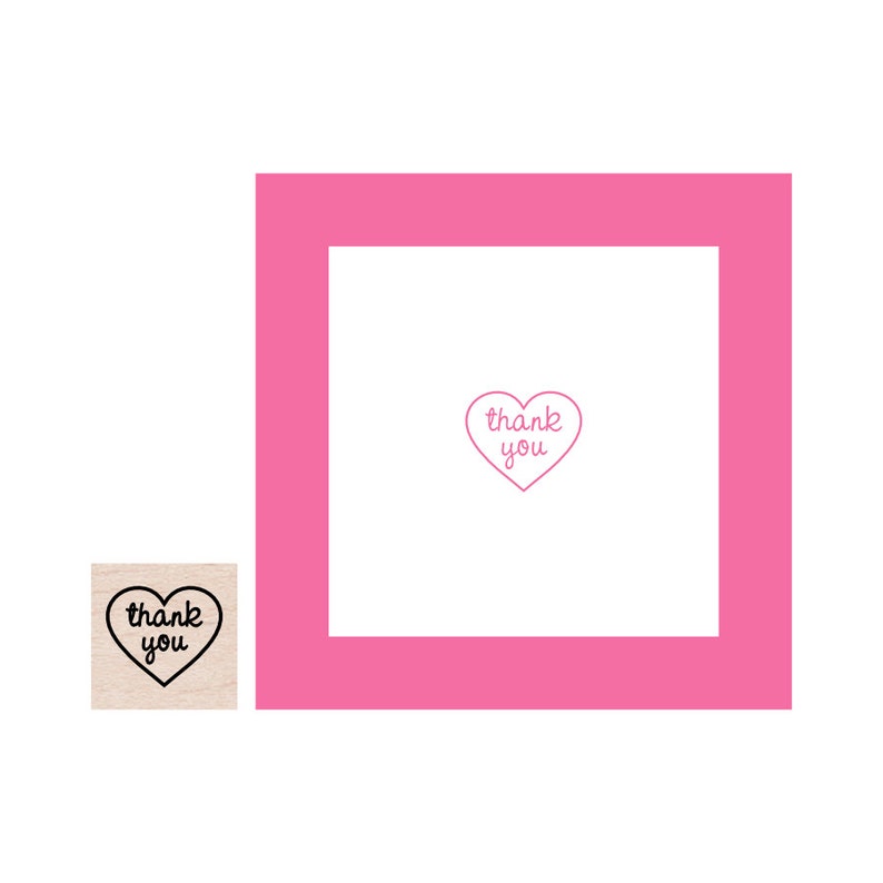 Mini Thank You Heart Rubber Stamp image 1