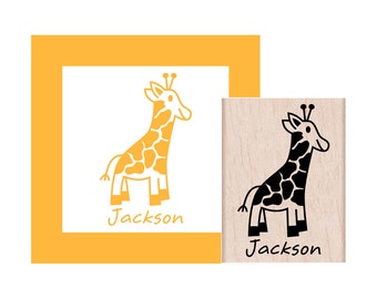 Giraffe Personalized Rubber Stamp