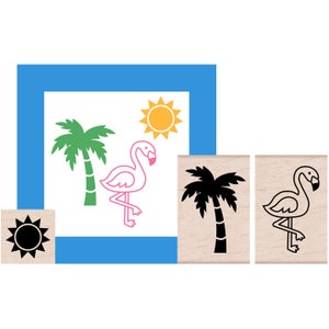 Palm Tree Flamingo Sunshine Rubber Stamp set