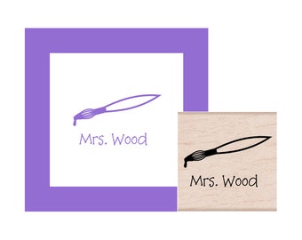 Art Teacher Paint Brush Personalized Rubber Stamp