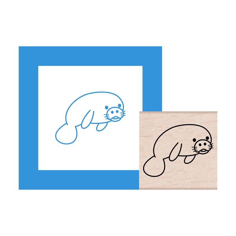 Manatee Rubber Stamp