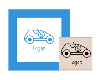 Racecar Personalized Rubber Stamp