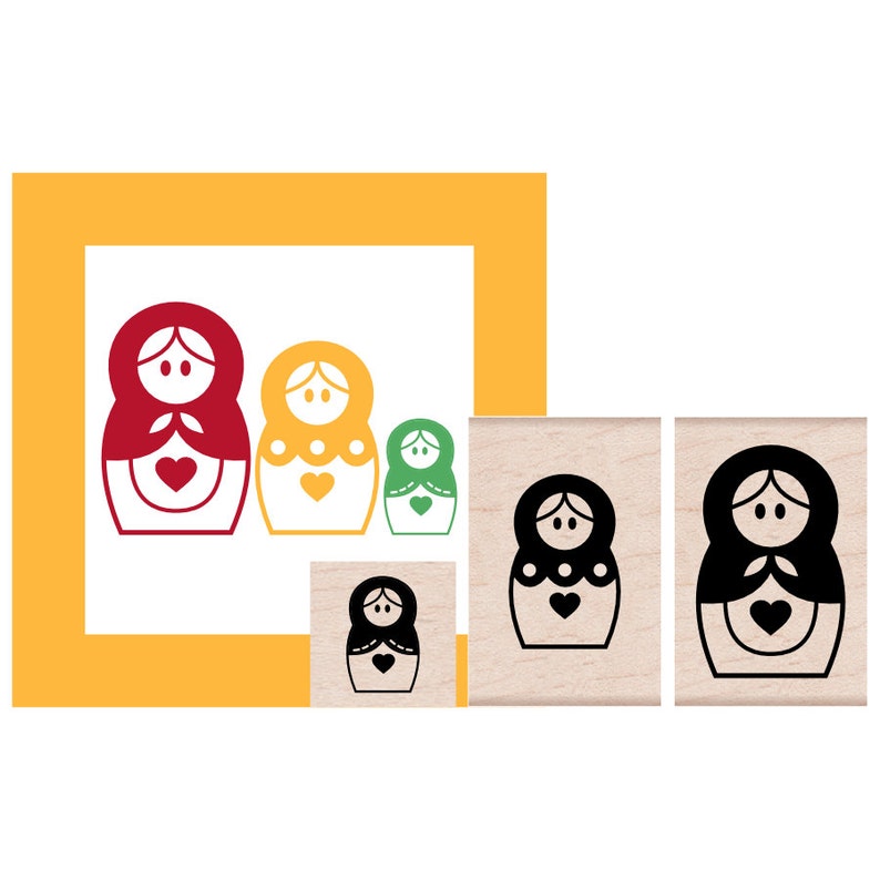 Matryoshka Russian Nesting Dolls Set  Rubber Stamps image 0
