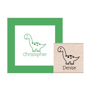 Dinosaur Brontosaurus Personalized Rubber Stamp image 1