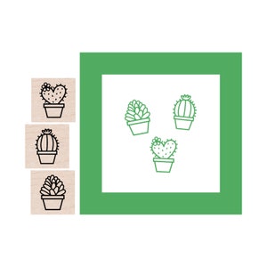 Mini Cactus and Succulent and Heart Cactus Rubber Stamp set