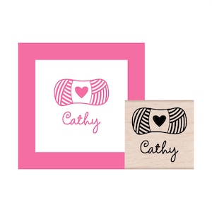 Yarn Skein with heart Personalized Rubber Stamp