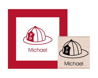 Fireman Hat Personalized Rubber Stamp
