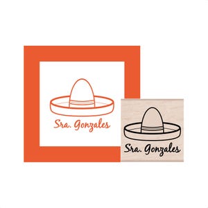 Spanish Teacher Sombrero Personalized Rubber Stamp