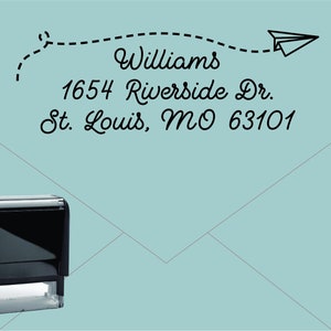 Self Inking Return Address Stamp * Custom Address Rubber Stamp (E035) Paper Airplane