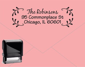 Self Inking Return Address Stamp * Custom Address Rubber Stamp (E127) Leaves