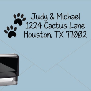 Self Inking Return Address Stamp * Custom Address Rubber Stamp (E241) Puppy Dog Paws Cat