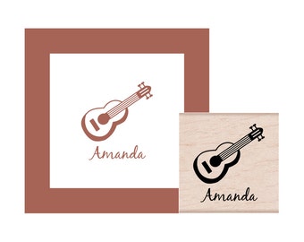 Personalized Acoustic Guitar Rubber Stamp