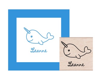 Narwhal Sea Unicorn Personalized Rubber Stamp