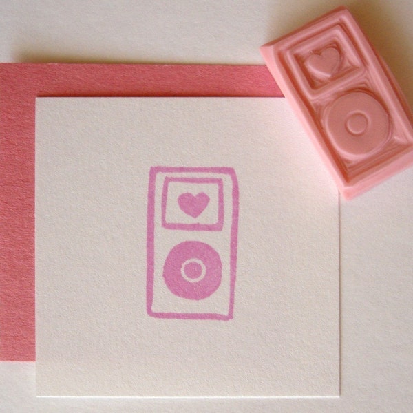 ipod Music Player Hand Carved Ruber Stamp