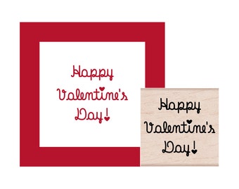 Happy Valentines Day Love Script Rubber Stamp