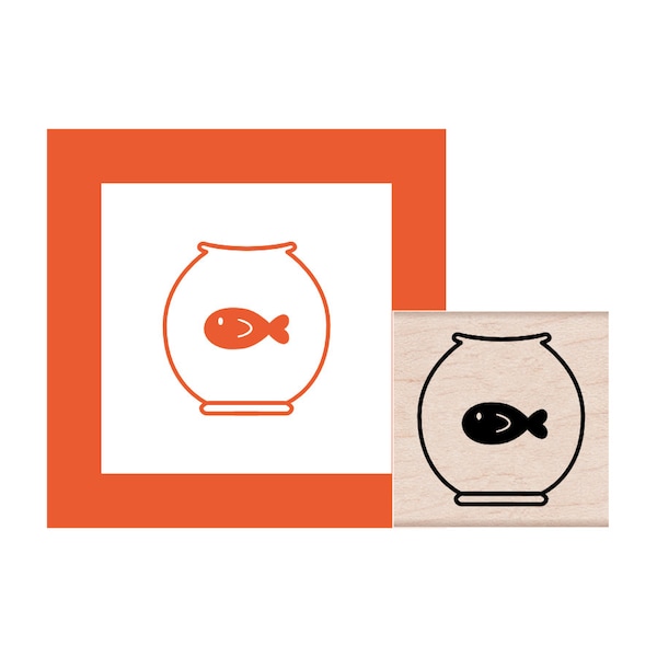 Goldfish in a Fish Bowl Rubber Stamp