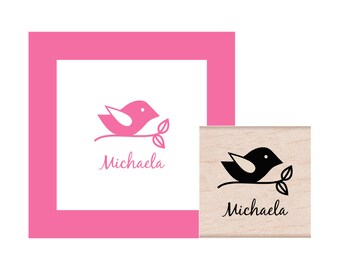 Bird on a Branch Personalized Rubber Stamp