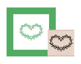 Leaves Heart Rubber Stamp