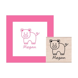 Pig with Personalization Rubber Stamp