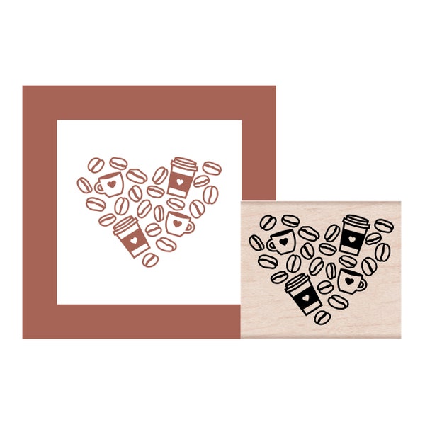 Coffee Lover Heart Rubber Stamp