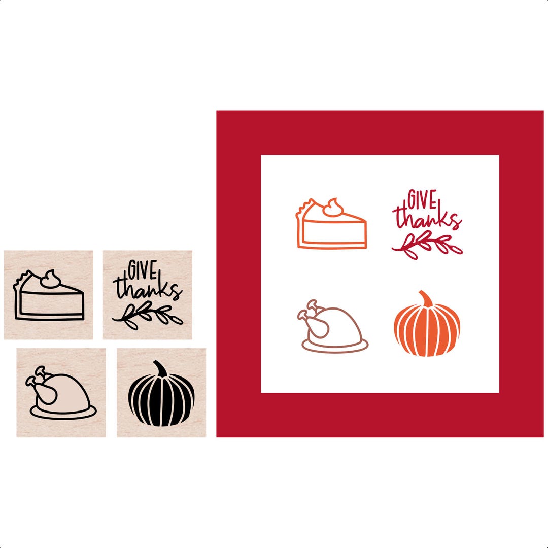 Mini Thanksgiving Rubber Stamp Set - Etsy