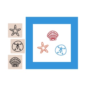 Mini Sea Shell and Sand Dollar and Starfish Rubber Stamp set