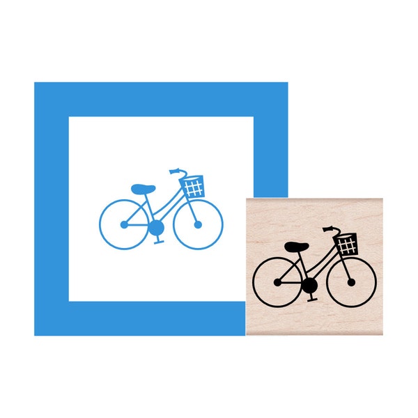 Bicycle with Basket  Rubber Stamp
