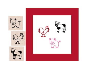 Mini Farm Animals Rubber Stamp set