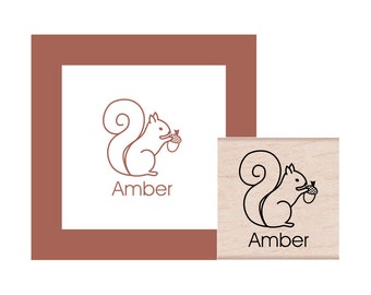 Squirrel Personalized Rubber Stamp