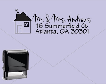 Self Inking Return Address Stamp * Custom Address Rubber Stamp (E032) House housewarming