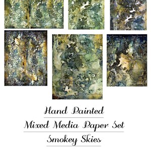Paquet de papier numérique pour matériaux mixtes peints à la main n° 7 - Smokey Skies