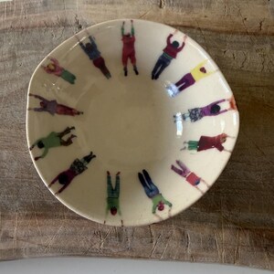 Hanging People Bowl Hand Thrown Ceramic Bowl | Handmade Stoneware Bowl | Unique Pottery | Rustic Modern Home Decor | Artisan Serving Bowl