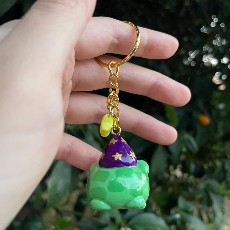 PURPLE Grumpy Wizard Frog Keychain Polymer Clay Charm Cute Handmade ...