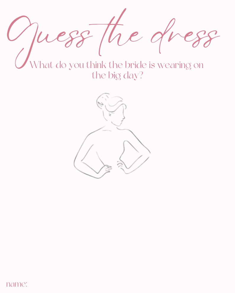 Guess the Dress Bridal Shower Game - Etsy