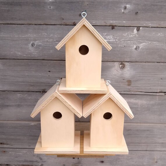3 Unfinished Birdhouse Handmade. Made in USA Door County Etsy