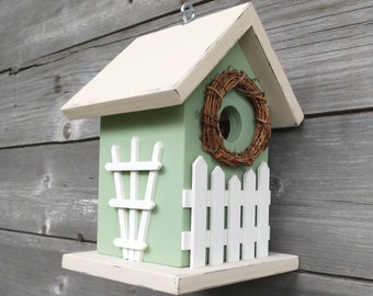 Trellis Cottage Birdhouse Outdoor Handmade in USA.