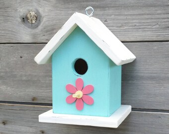 Daisy Birdhouse, Outdoor Birdhouse for Chickadees, Wrens and Finches. USA Handmade Birdhouse.