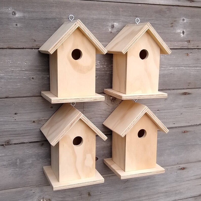 4 Unfinished Birdhouse Handmade. Made in USA Door County Etsy